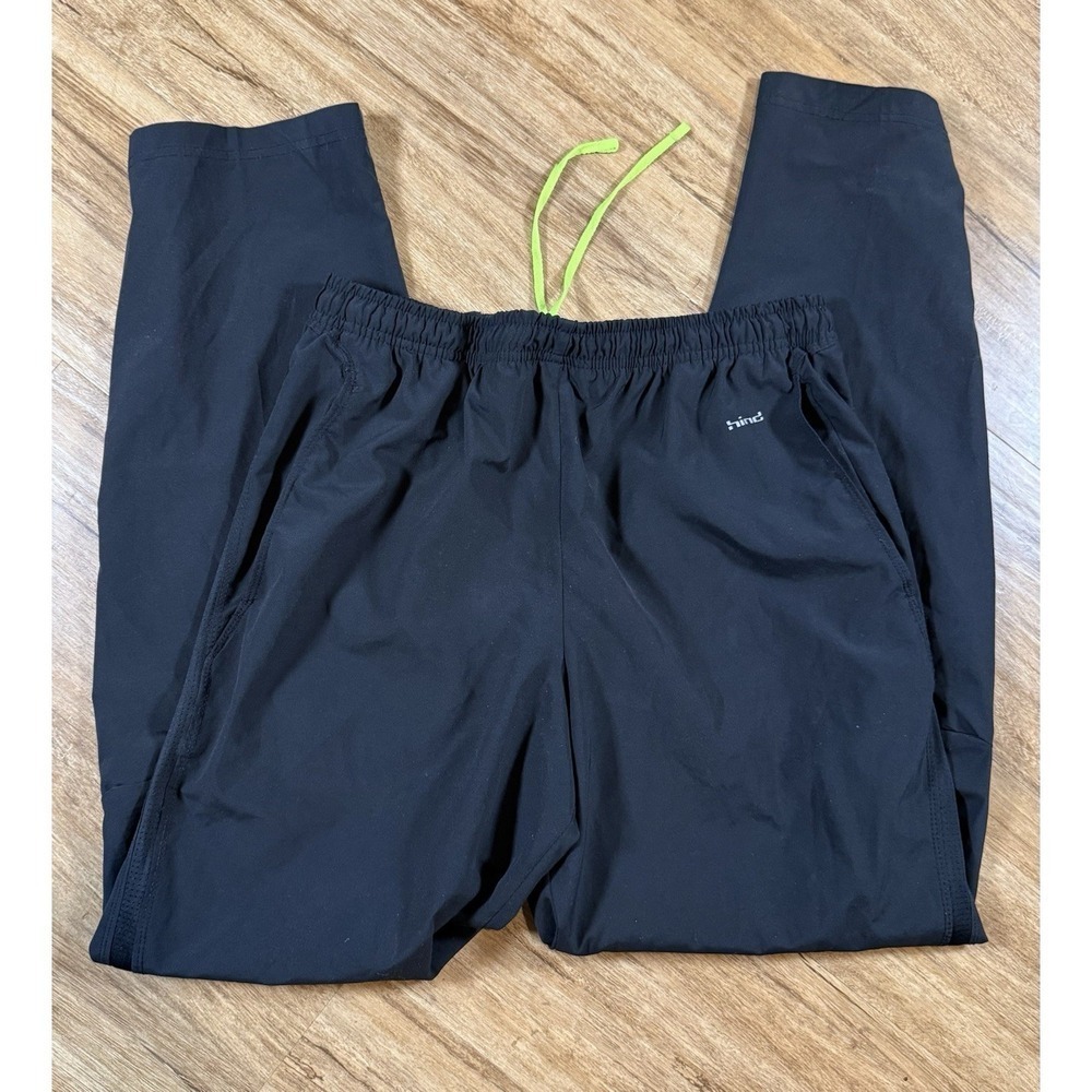 Hind Mens Medium Black Running Pants Track Joggers Neon‎ Zip Pockets